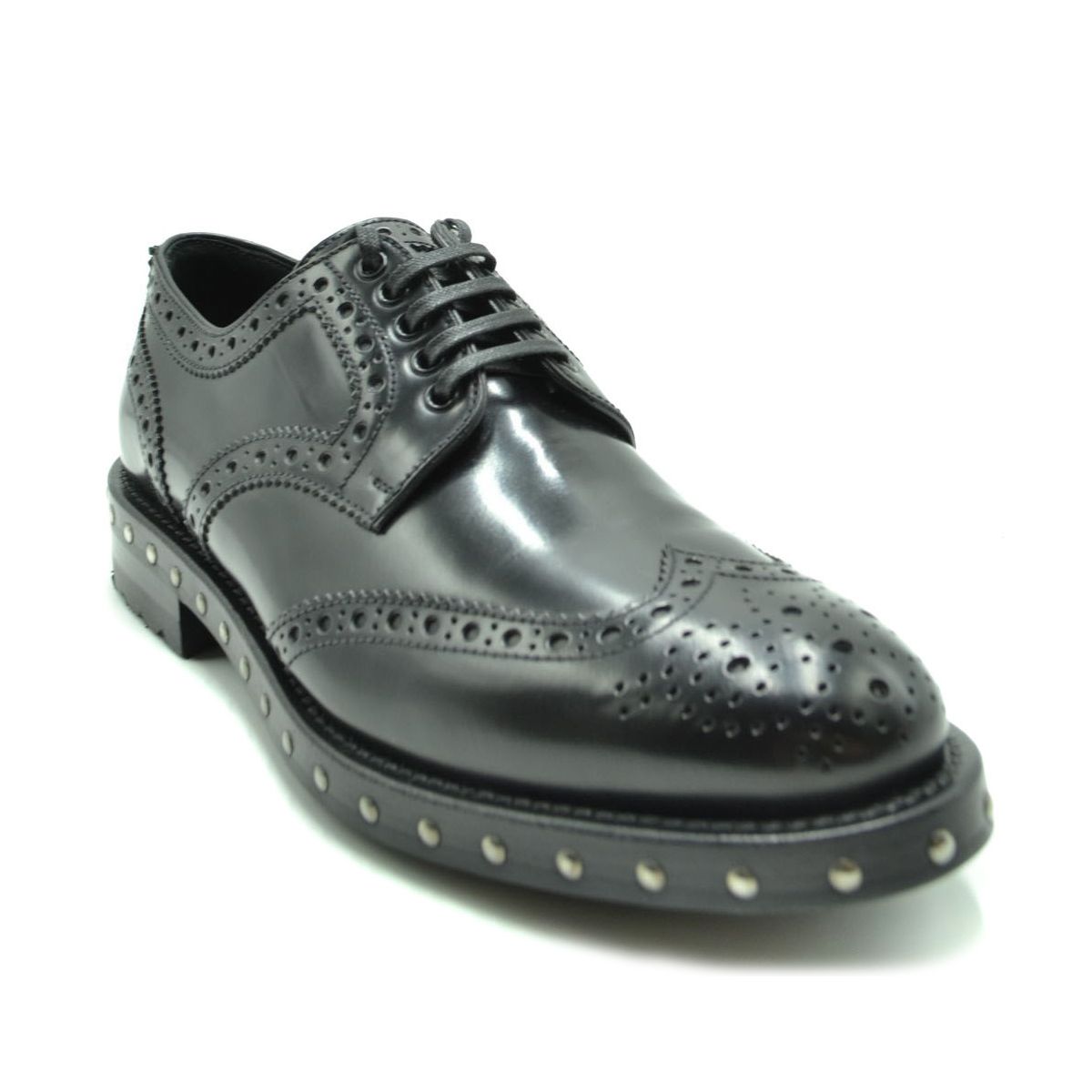 Dolce & Gabbana Studded Sole Derby Lace-Up Calfskin Shoes