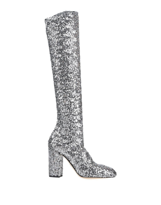 Dolce & Gabbana Sequin-Embellished High Heel Boots