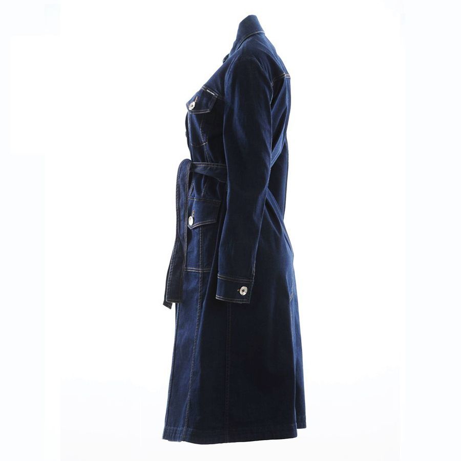 Dolce & Gabbana Elegant Denim Trench Dress in Dark Blue