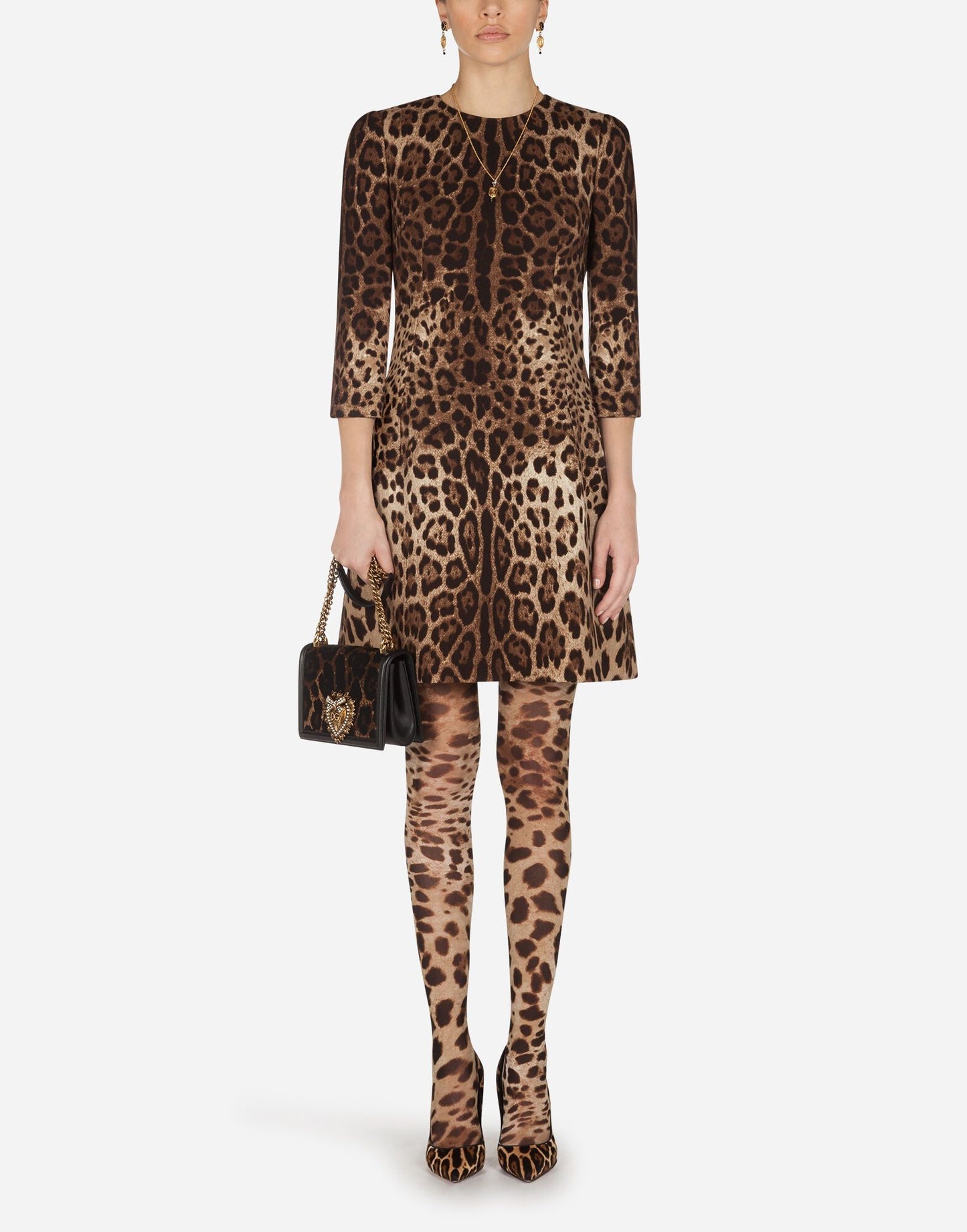 Dolce & Gabbana Elegant Leopard Print Crêpe Dress