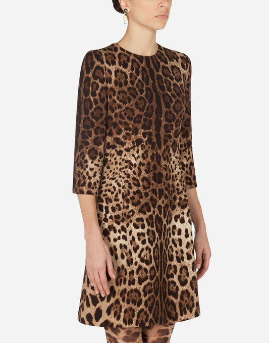 Dolce & Gabbana Elegant Leopard Print Crêpe Dress