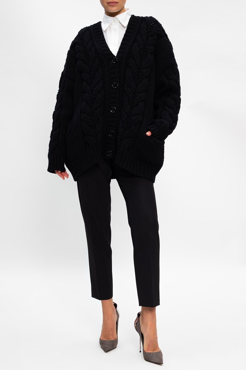 Dolce & Gabbana Elegant V-Neck Wool-Cashmere Cardigan in Black