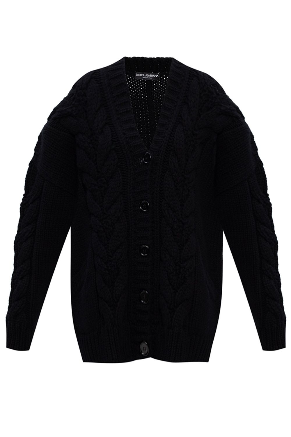 Dolce & Gabbana Elegant V-Neck Wool-Cashmere Cardigan in Black