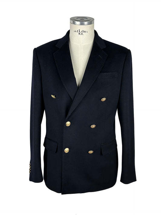 Made in Italy Navy Double-Breasted Wool Jacket