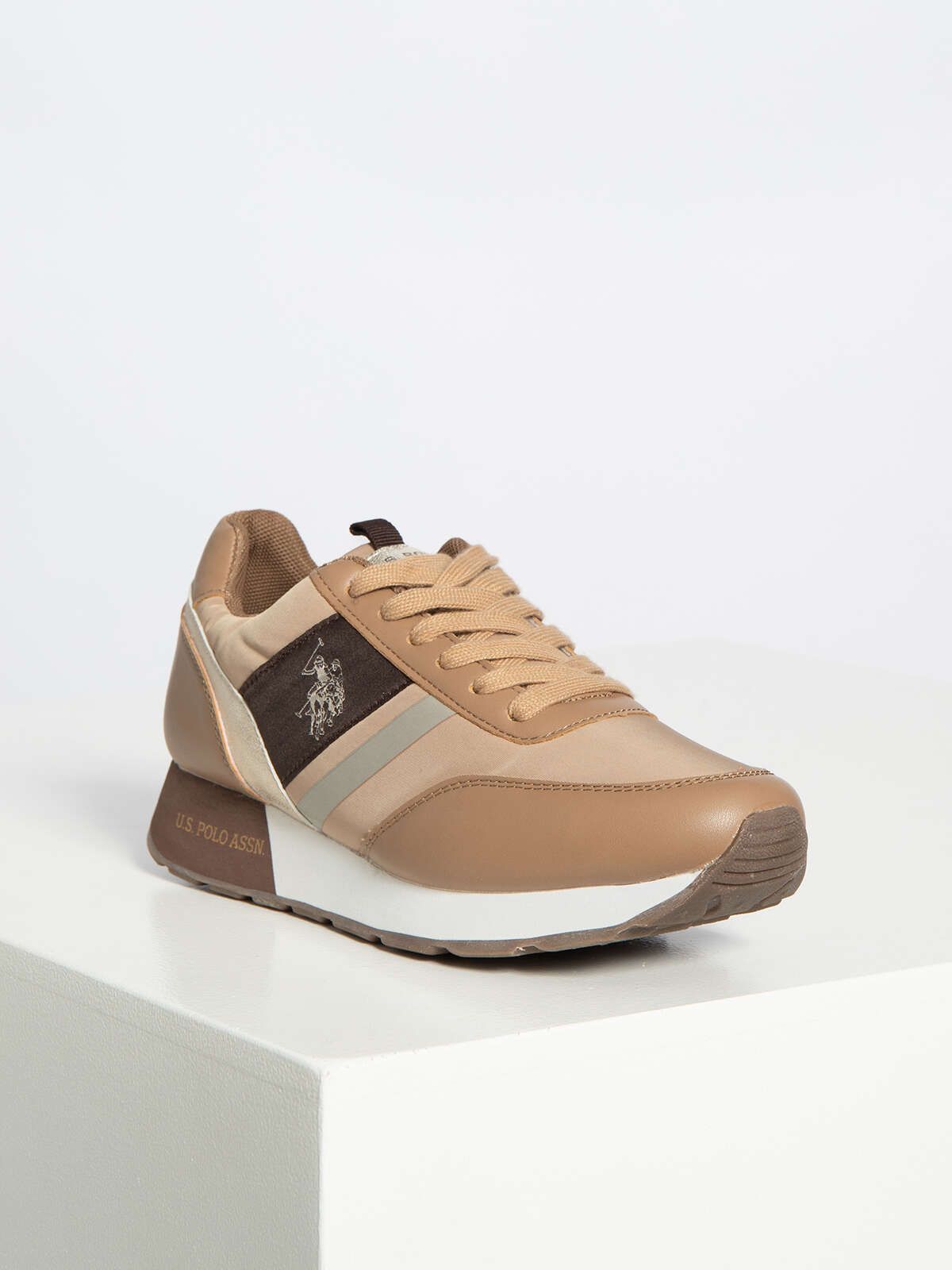 U.S. POLO ASSN. Chic Beige Eco-Fabric Sneakers with Contrasting Accents