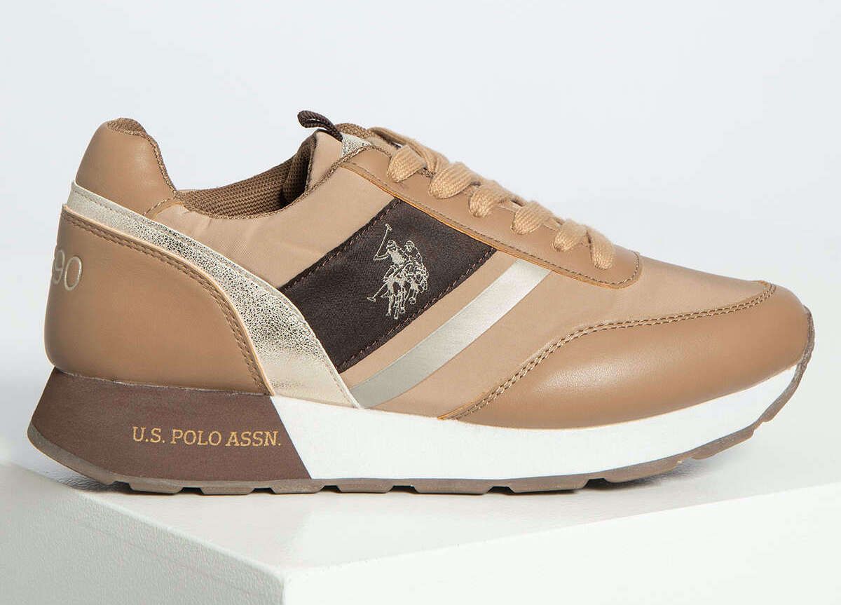 U.S. POLO ASSN. Chic Beige Eco-Fabric Sneakers with Contrasting Accents