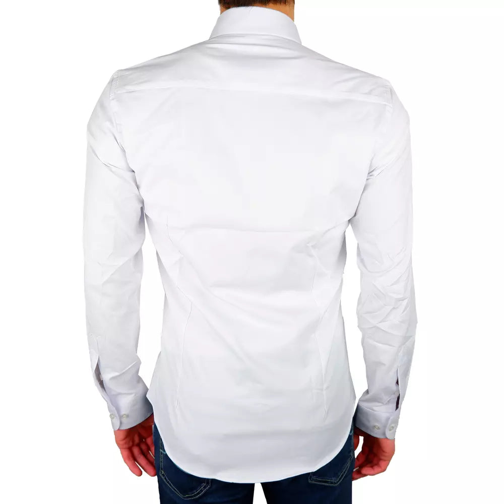 Made in Italy Milano White Satin Cotton Shirt - Elegance & Comfort