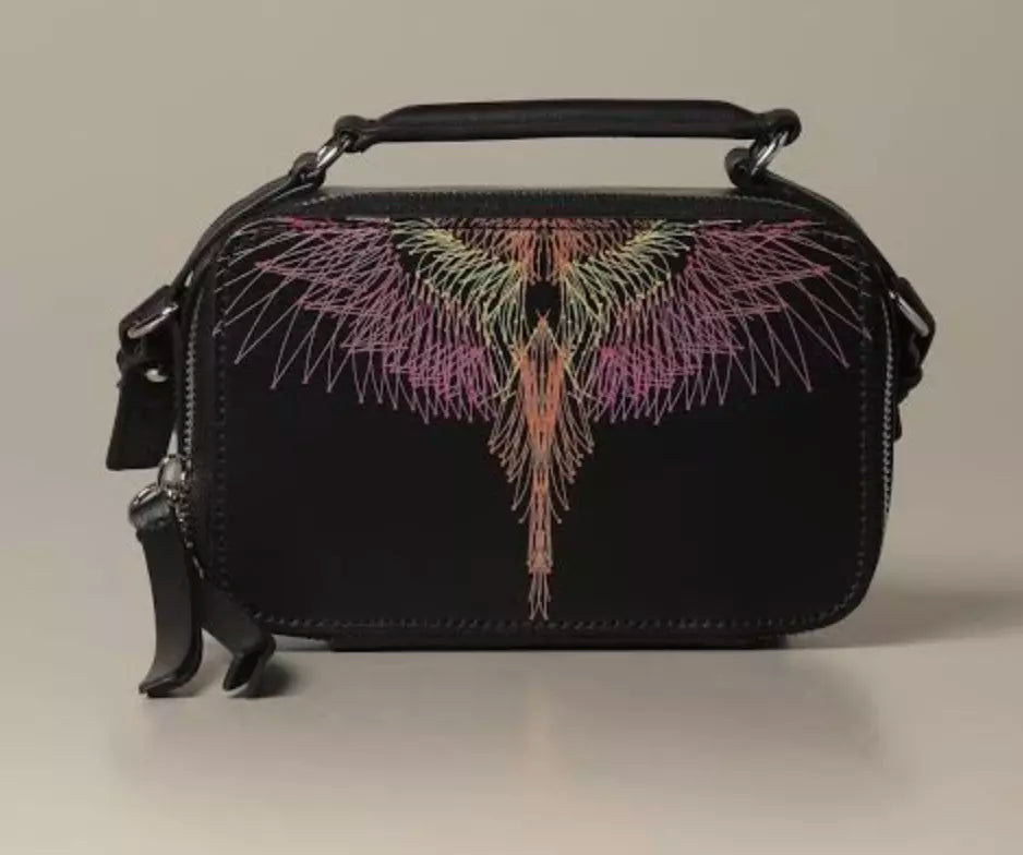 Marcelo Burlon Elegant Black Leather Crossbody Bag