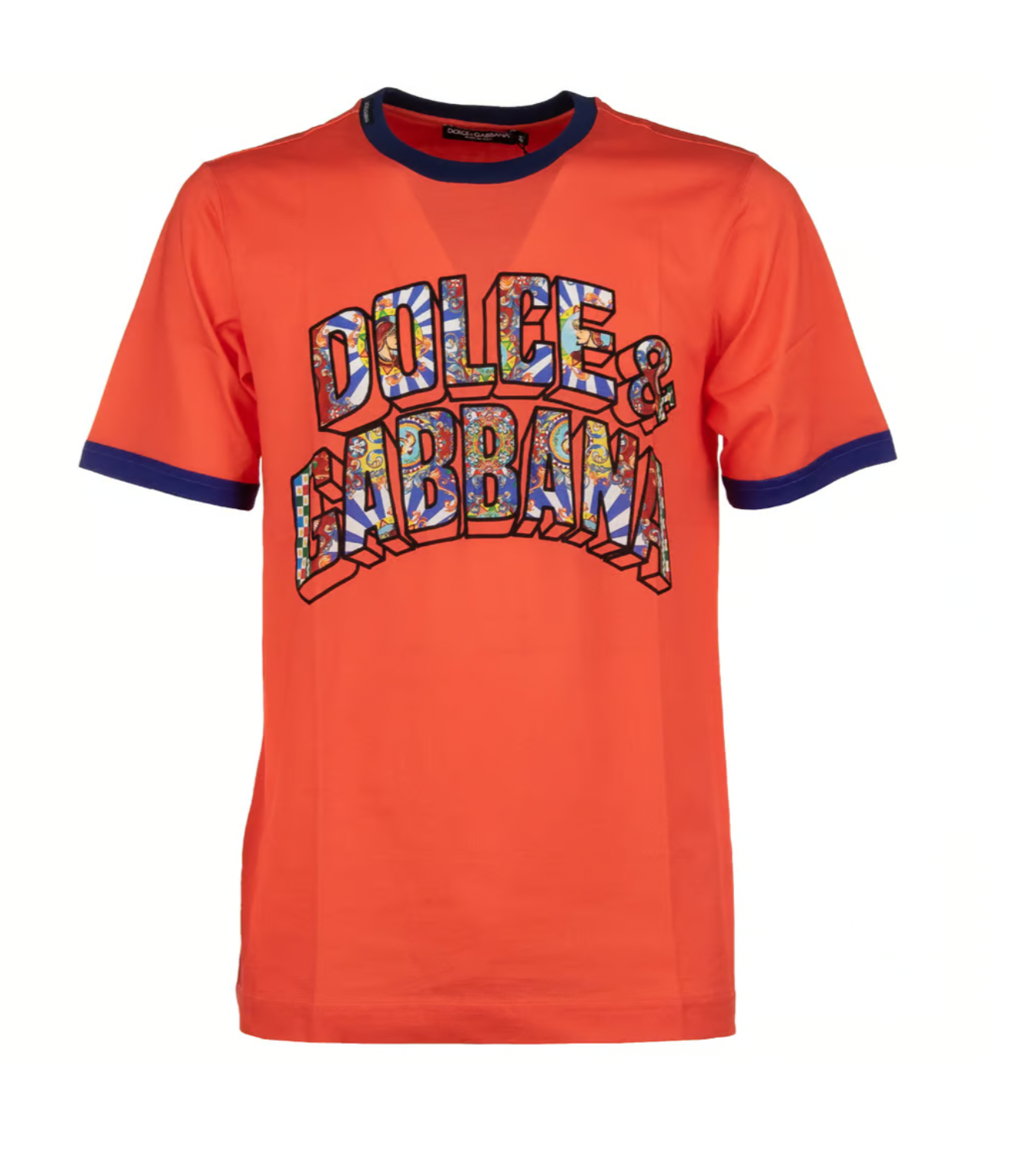 Dolce & Gabbana Sicilian Print Orange Cotton Tee