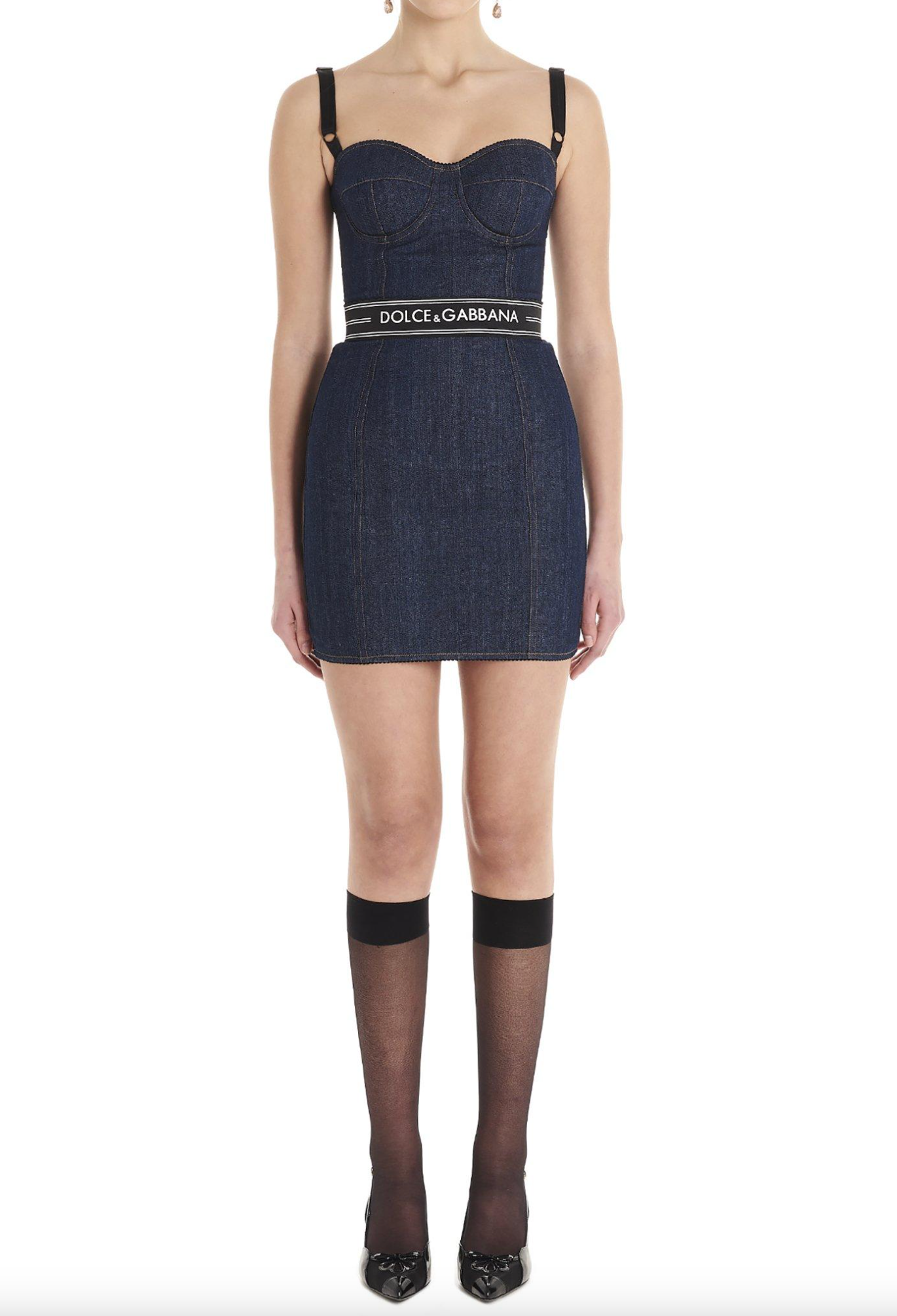 Dolce & Gabbana Chic Blue Denim Logo Dress