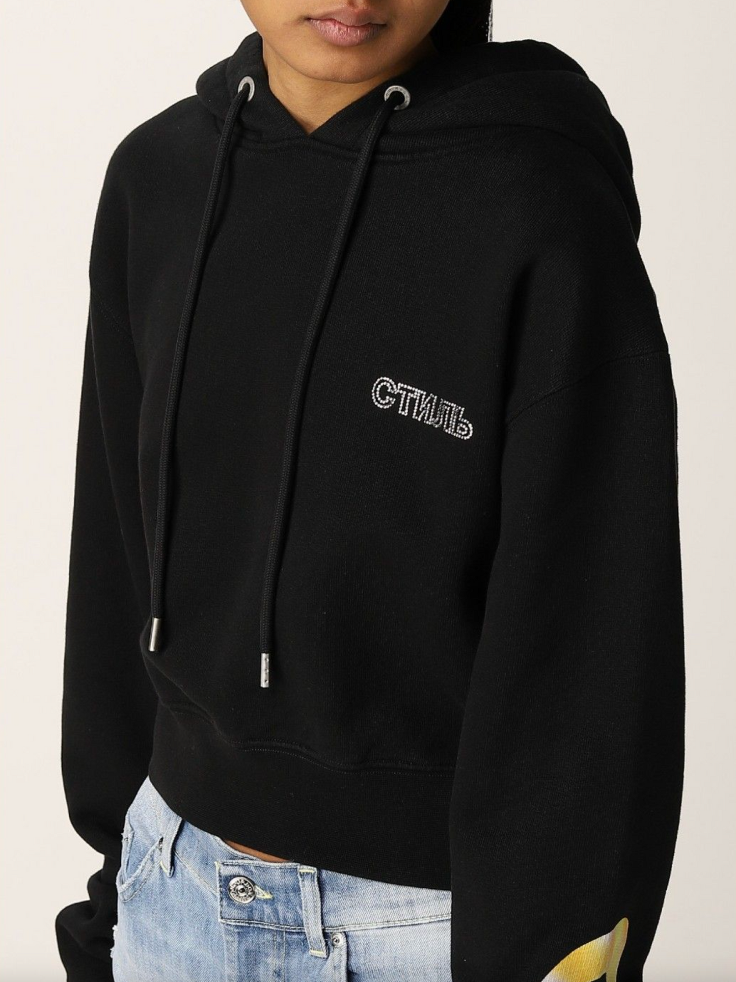 Heron Preston Strass Embellished Cotton Hoodie