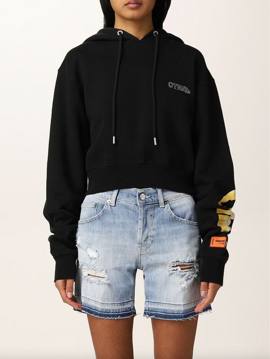 Heron Preston Strass Embellished Cotton Hoodie