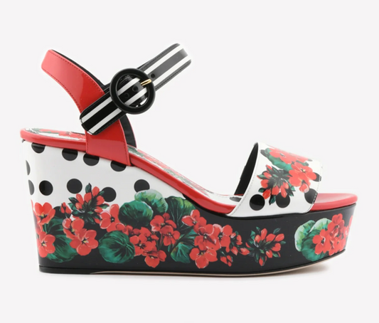 Dolce & Gabbana Floral Painted Leather Sandals