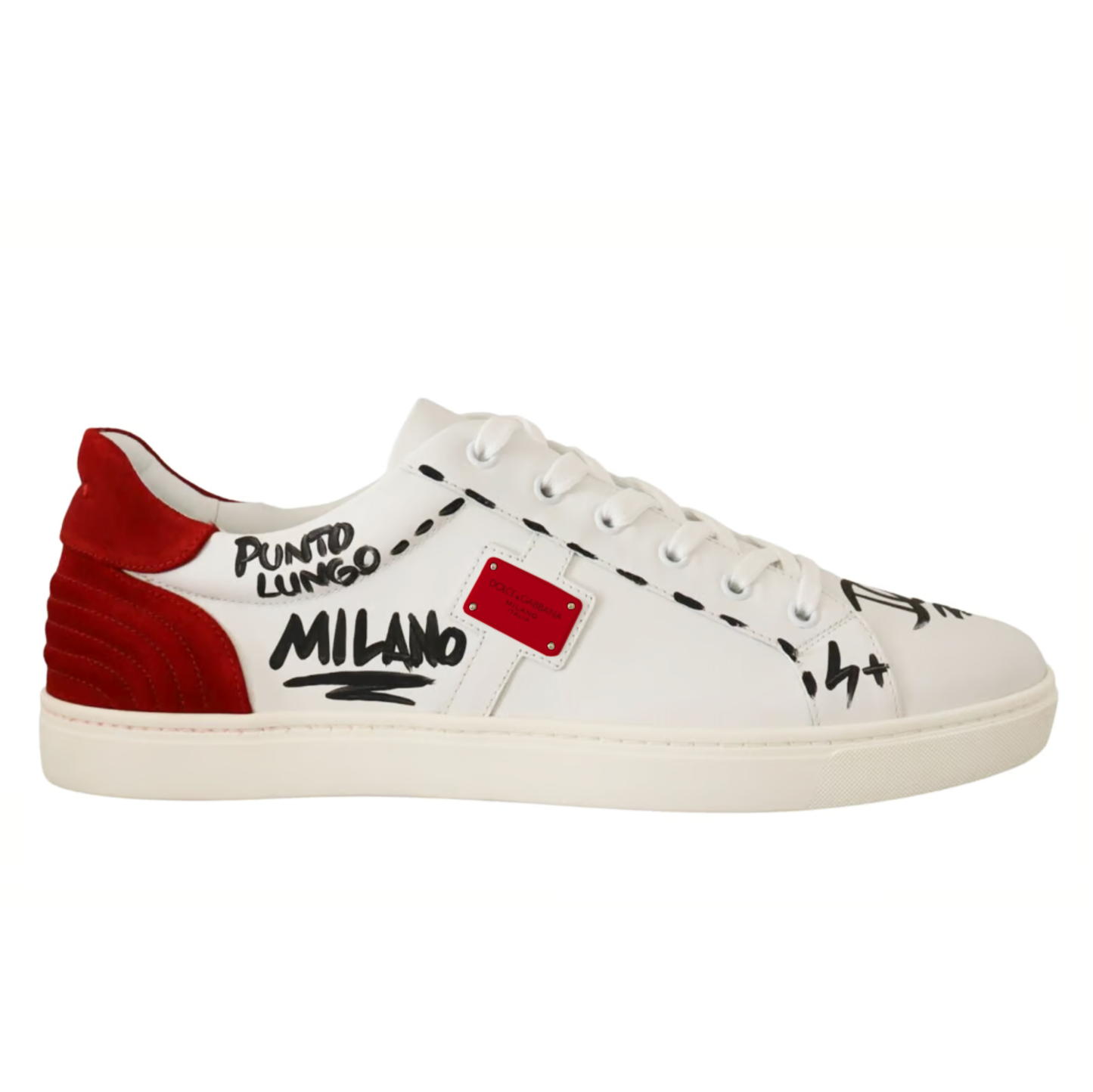 Dolce & Gabbana Elegant White Nylon Sneakers with Red Accents