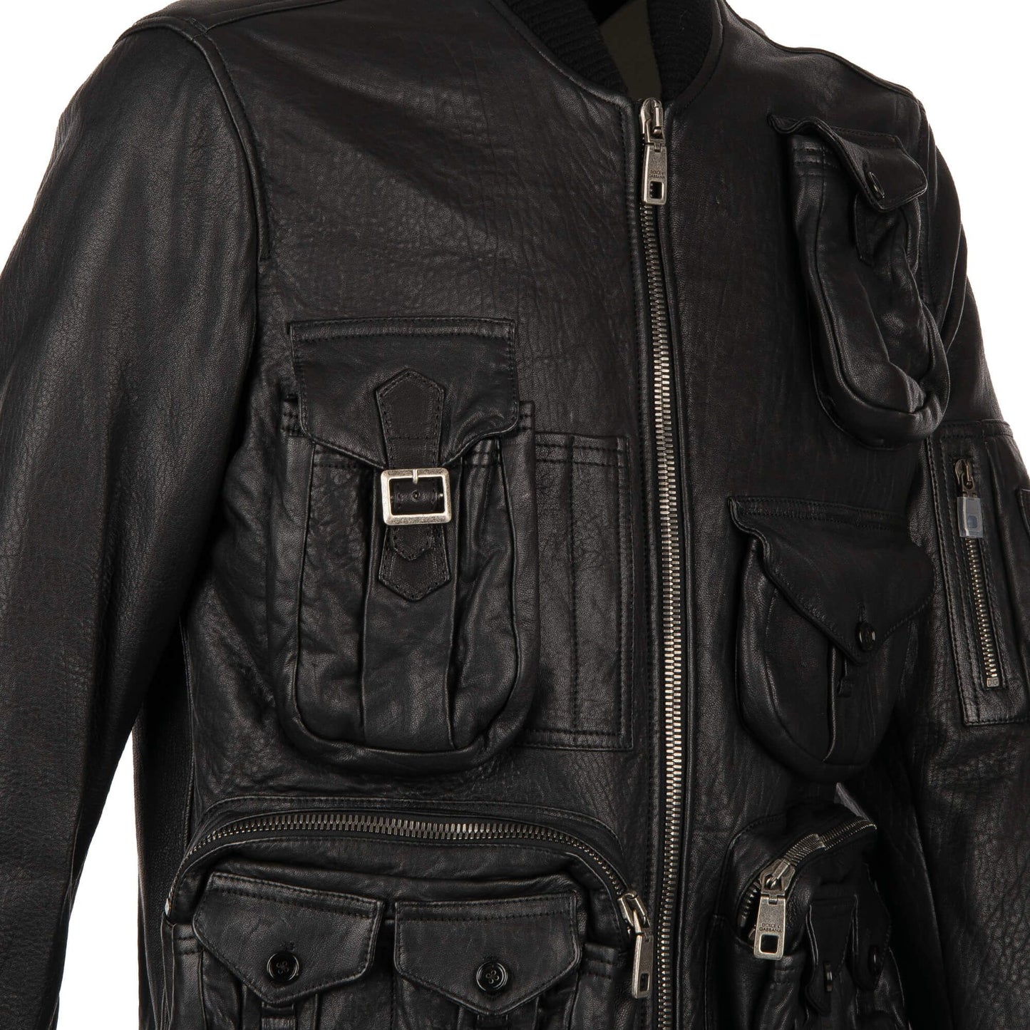 Dolce & Gabbana Sleek Lambskin Multipocket Military Jacket