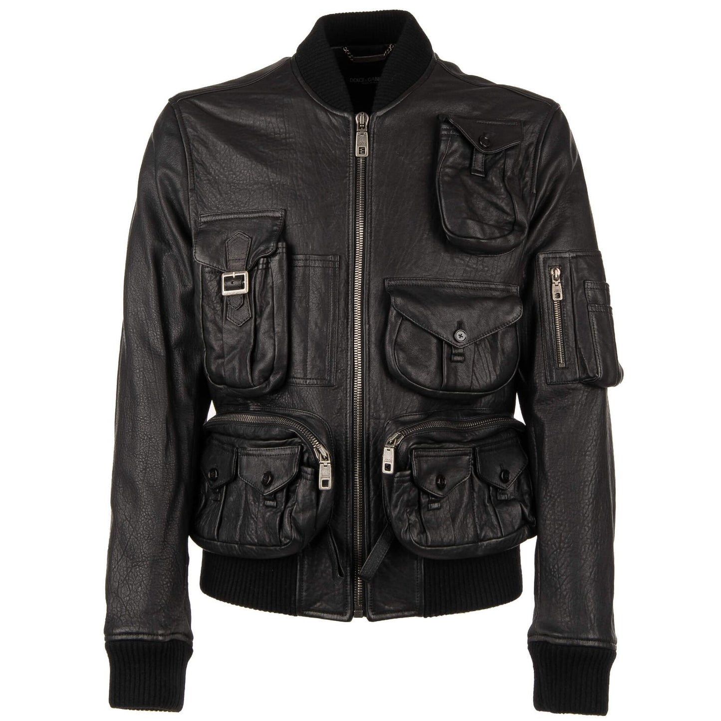 Dolce & Gabbana Sleek Lambskin Multipocket Military Jacket