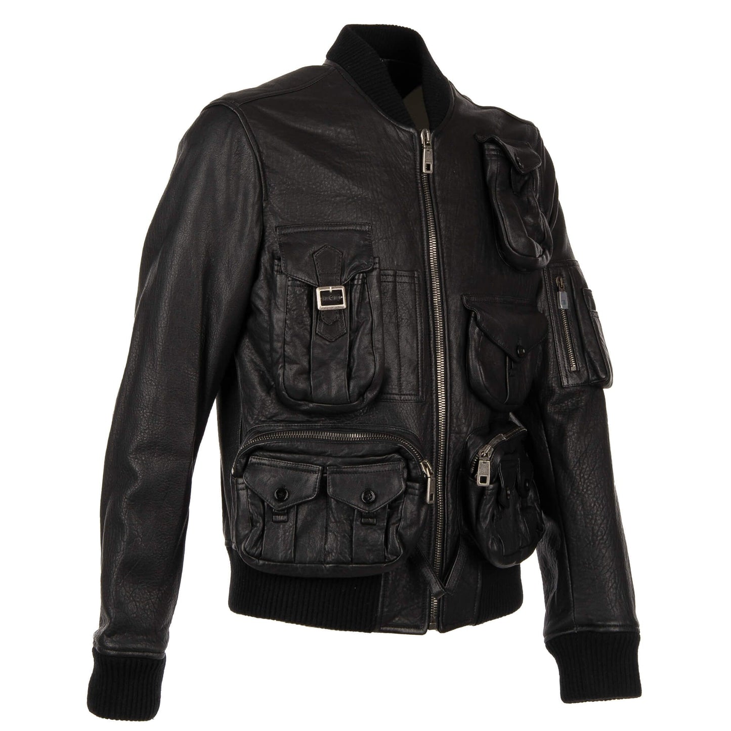 Dolce & Gabbana Sleek Lambskin Multipocket Military Jacket