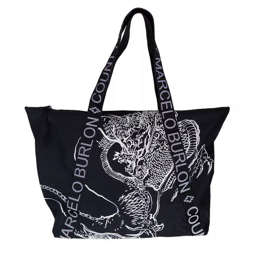 Marcelo Burlon Iconic Black Shopper with Signature Design