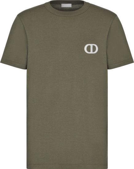 Dior Elegant Green Jersey Cotton Tee with Iconic Emblem