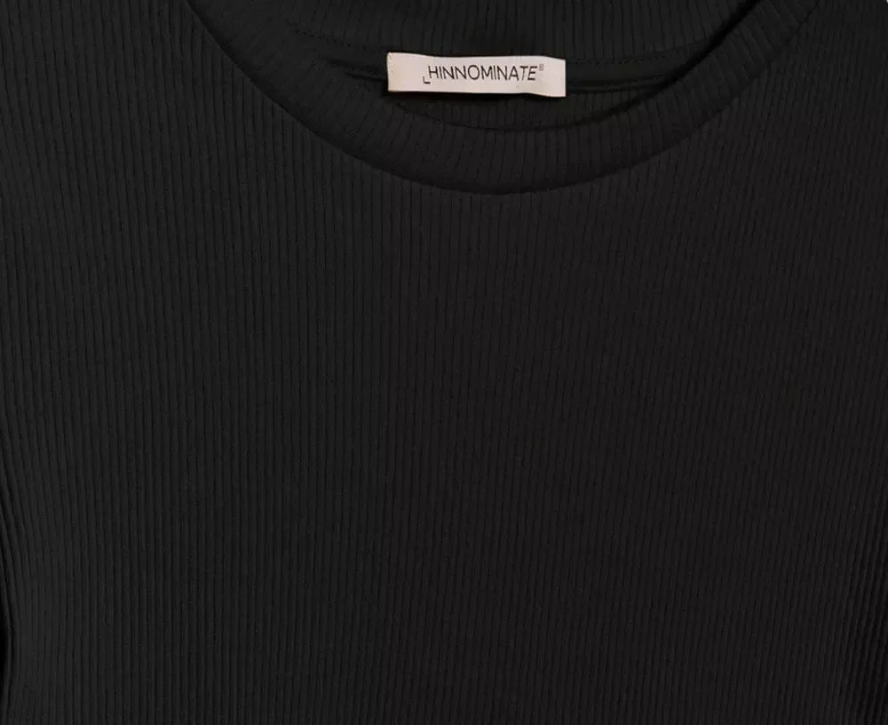 Hinnominate Chic Ribbed Cotton Tee with Logo Detail