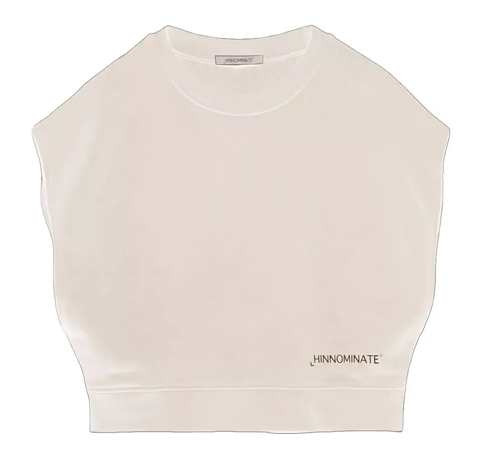 Hinnominate Beige Sleeveless Logo Sweatshirt