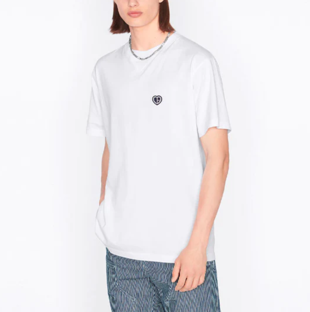 Dior Embroidered Heart Logo Cotton T-Shirt