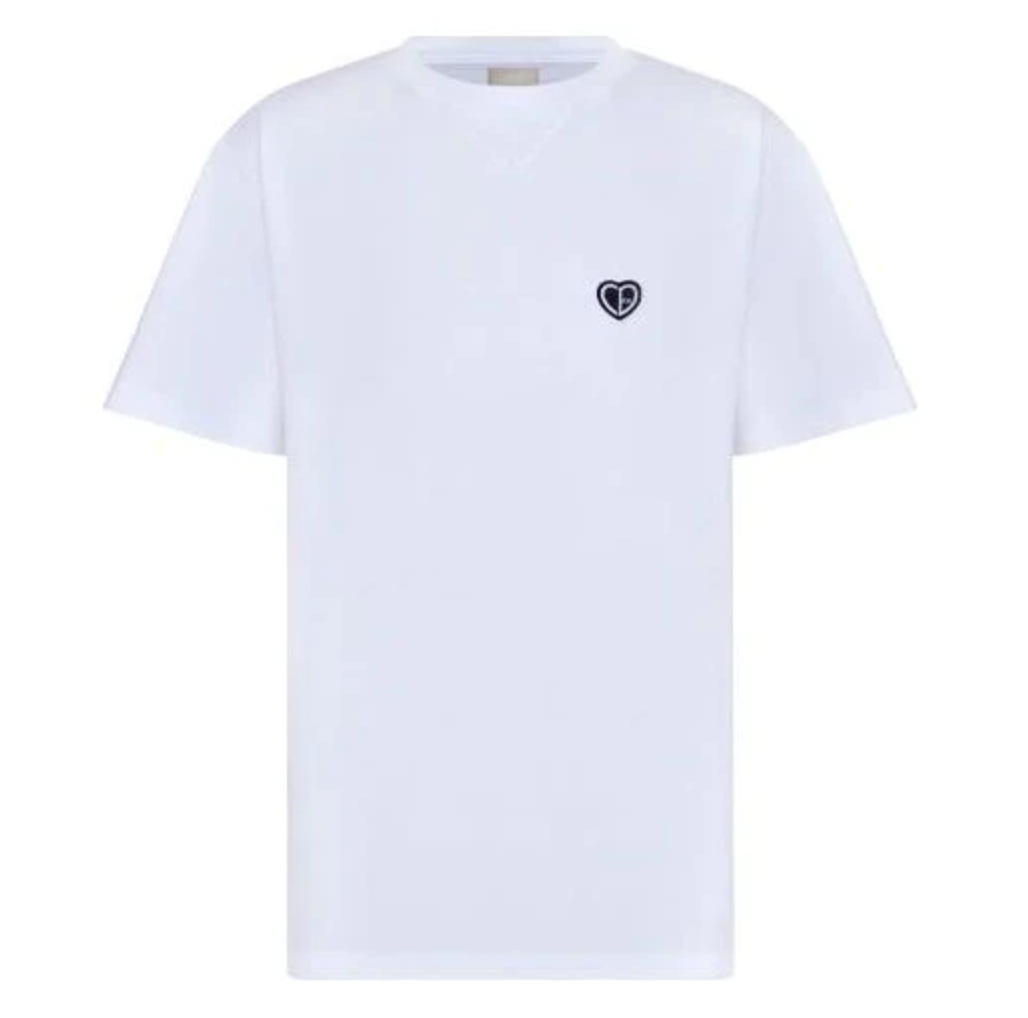 Dior Embroidered Heart Logo Cotton T-Shirt