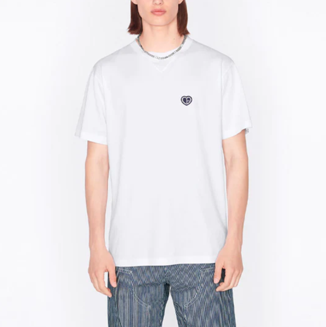 Dior Embroidered Heart Logo Cotton T-Shirt