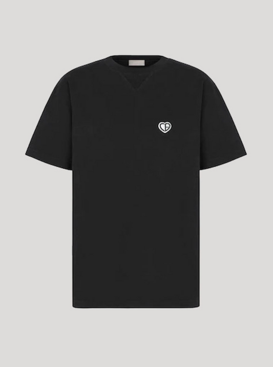 Dior Embroidered Heart Logo Black T-Shirt