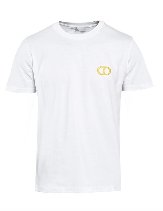 Dior Elegant White Embroidered Logo Tee