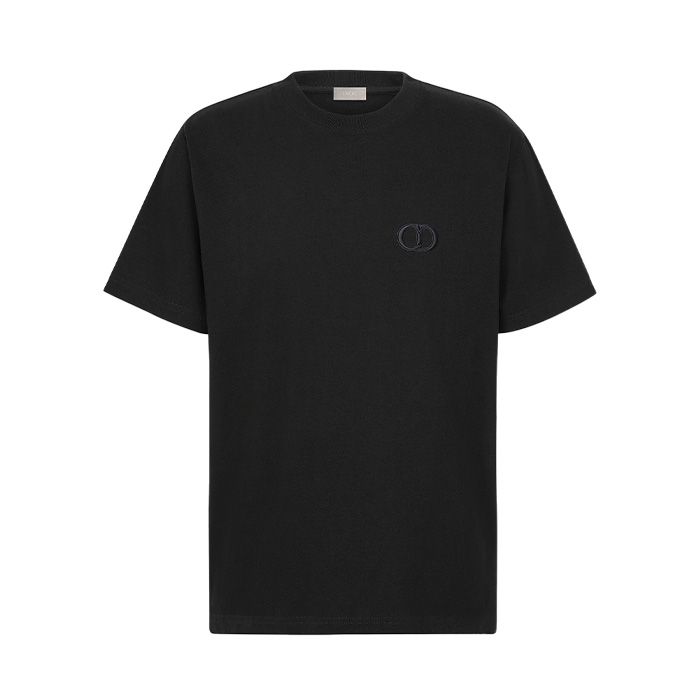 Dior Elegant Embroidered Logo Black Tee