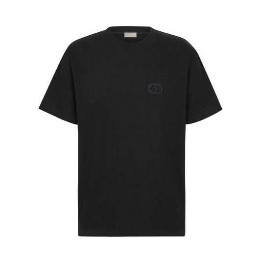 Dior Elegant Embroidered Logo Black Tee