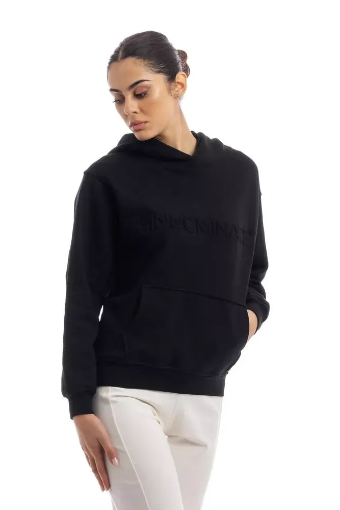 Hinnominate Chic Embossed Logo Cotton Hooded Sweatshirt