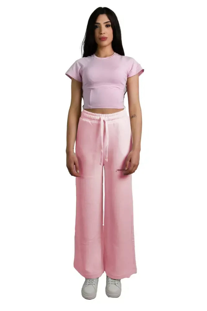 Hinnominate Chic Pink Palazzo Pants with Drawstring