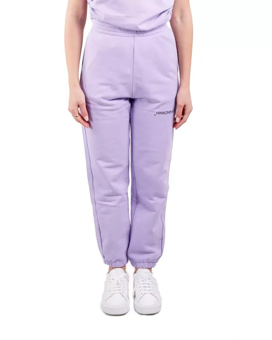 Hinnominate Elevated Purple Fleece Trousers with High Waist