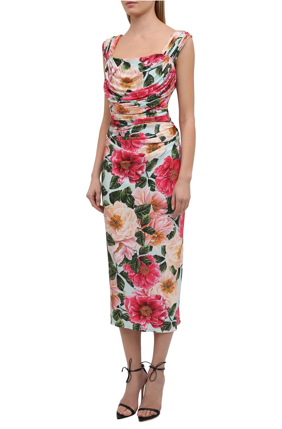 Dolce & Gabbana Floral Stretch Jersey Midi Elegance