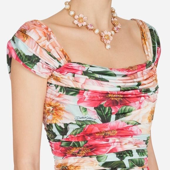 Dolce & Gabbana Floral Stretch Jersey Midi Elegance