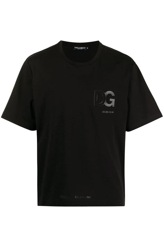 Dolce & Gabbana Elegant Embroidered Logo Black Cotton Tee