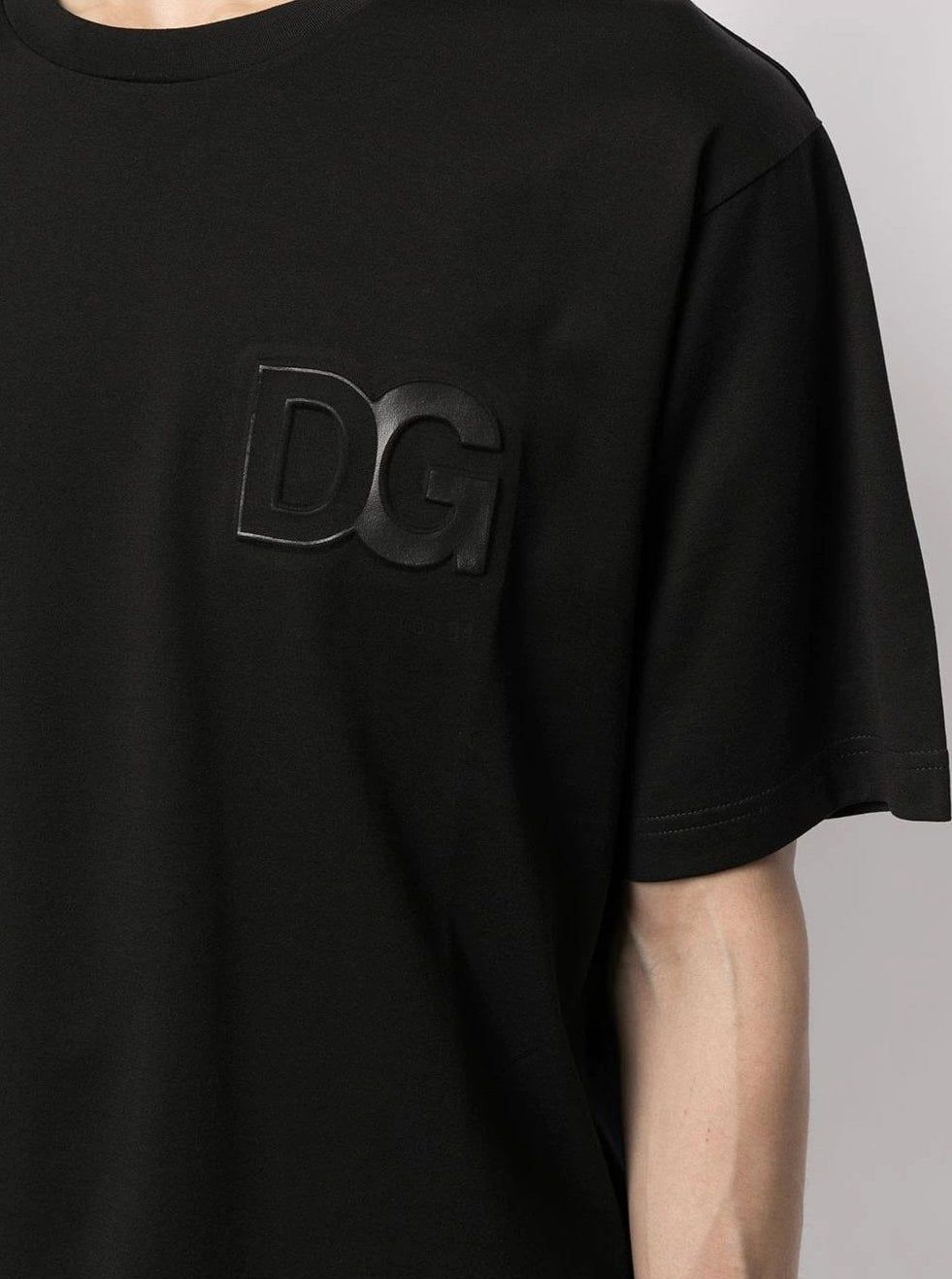 Dolce & Gabbana Elegant Embroidered Logo Black Cotton Tee