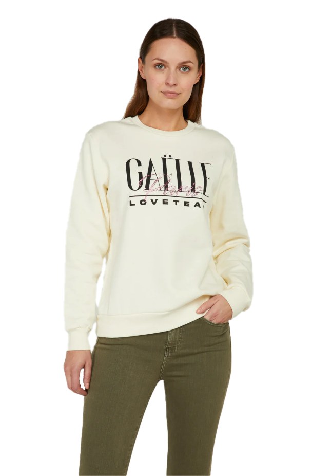 Gaelle Chic Contrasting Logo Crewneck Sweater