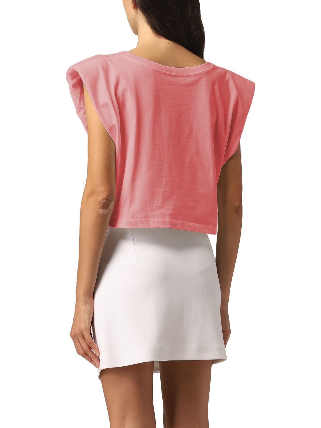 Gaelle Chic Jersey Tee with Shoulder Pads & Front Logo