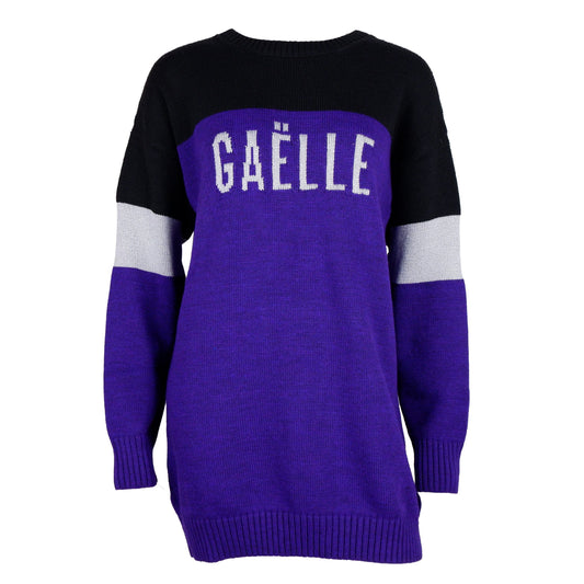 Gaelle Elegant Purple Knit Dress with Chest Logo