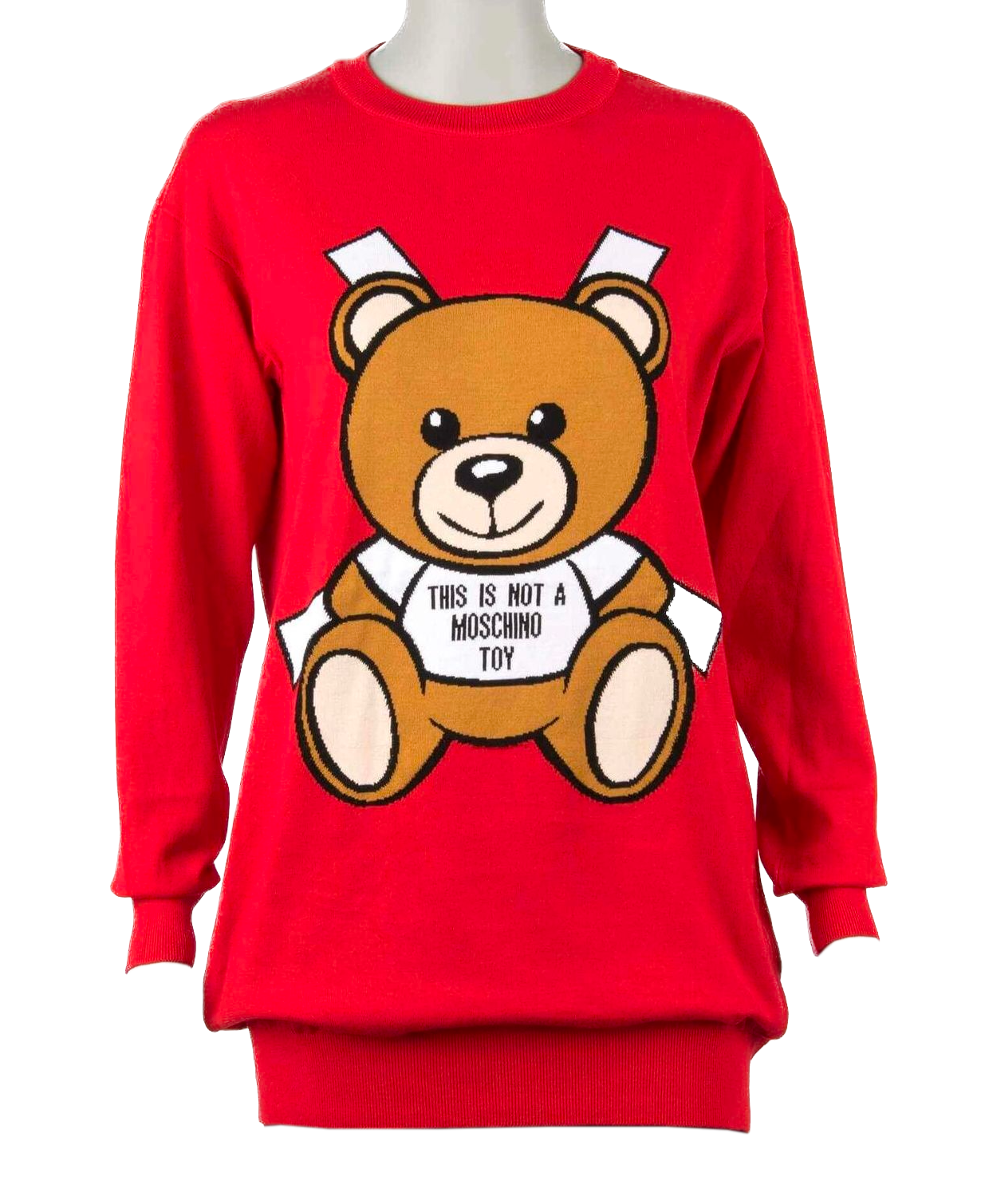 Moschino Couture Radiant Red Graphic Cotton Pullover