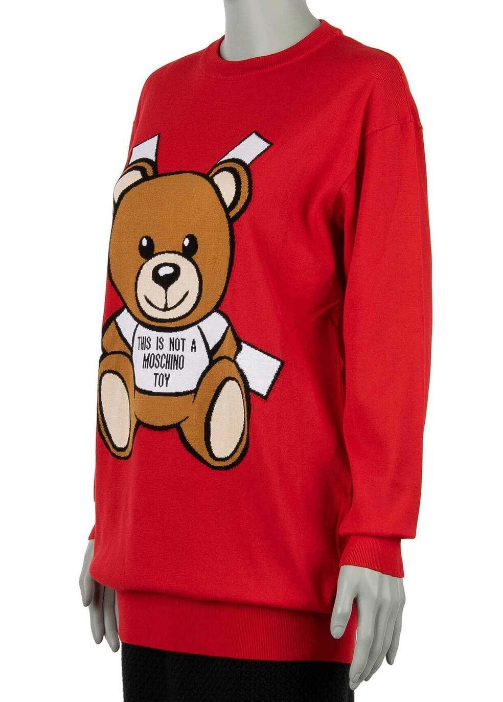 Moschino Couture Radiant Red Graphic Cotton Pullover