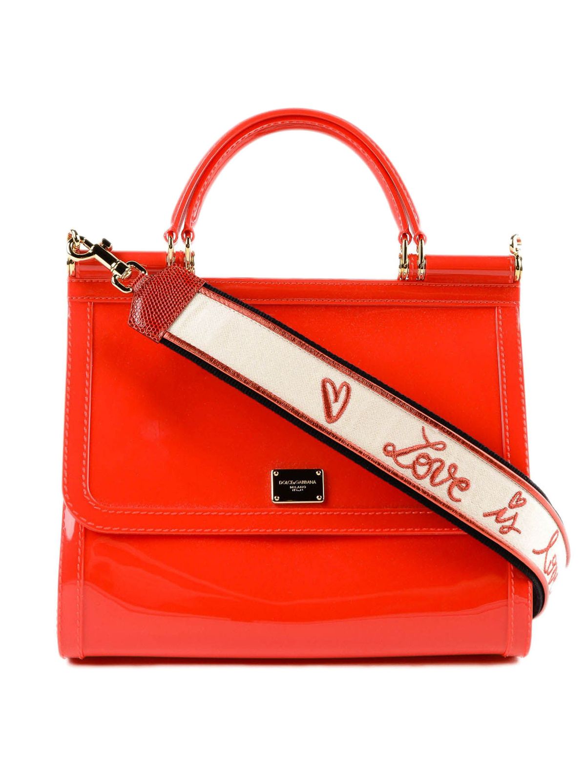 Dolce & Gabbana Elegant Red Sicily Shoulder Bag with Gold-Tone Accents