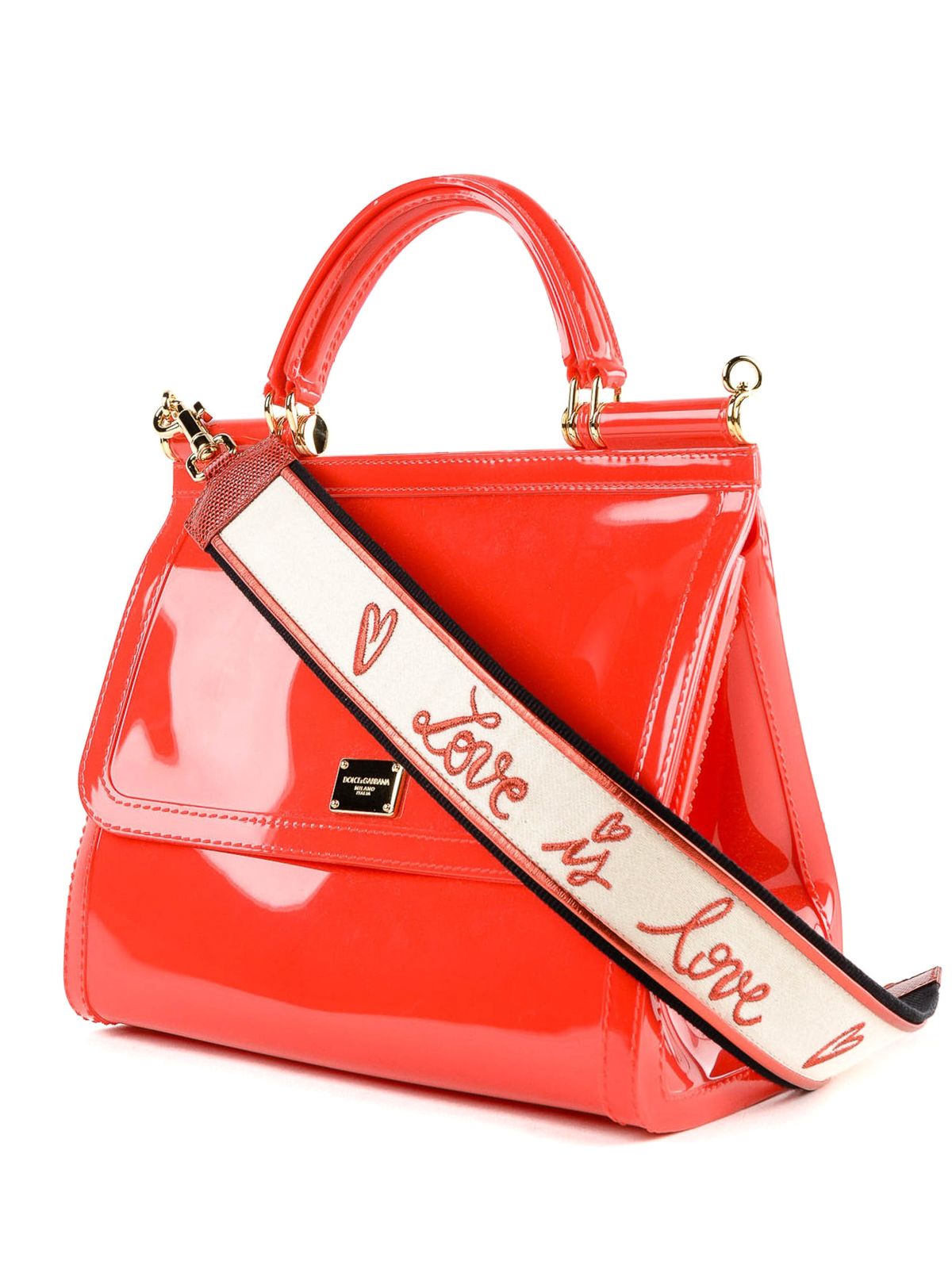 Dolce & Gabbana Elegant Red Sicily Shoulder Bag with Gold-Tone Accents