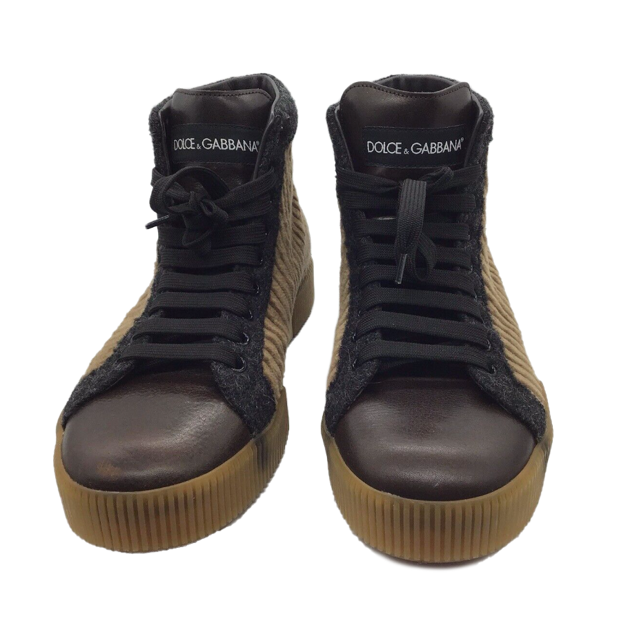 Dolce & Gabbana Elegant Corduroy and Calfskin High Tops