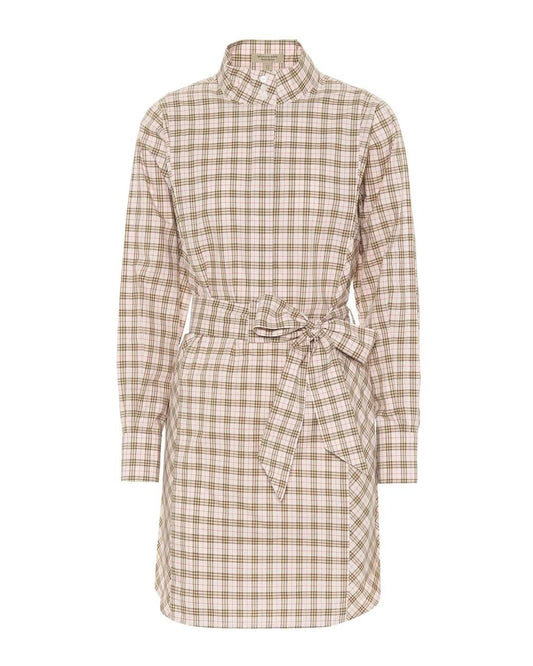 Burberry Iconic Check Cotton Shirt Dress in Sweet Pink