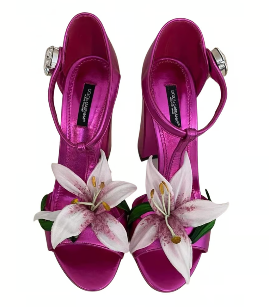 Dolce & Gabbana Fuchsia Jewel Embellished Lambskin Pumps