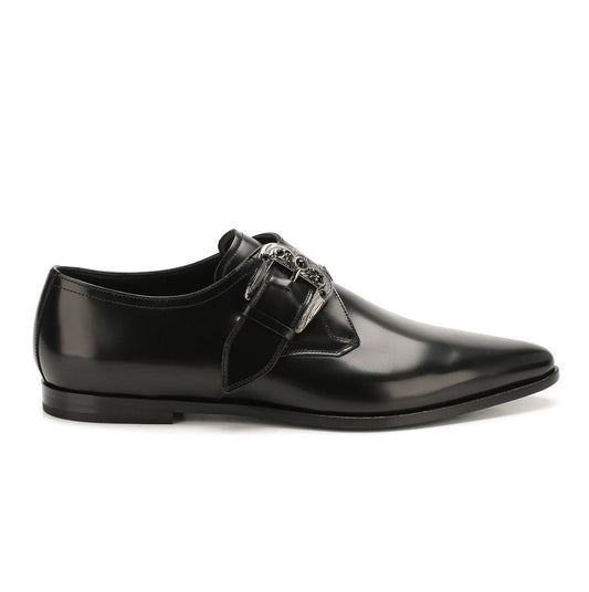 Dolce & Gabbana Sleek Calfskin Leather Shoes with Buckle